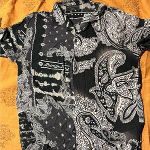 No Boundaries Black and White Casual Button Down Shirt